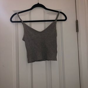 Grey Ribbed Tank Top